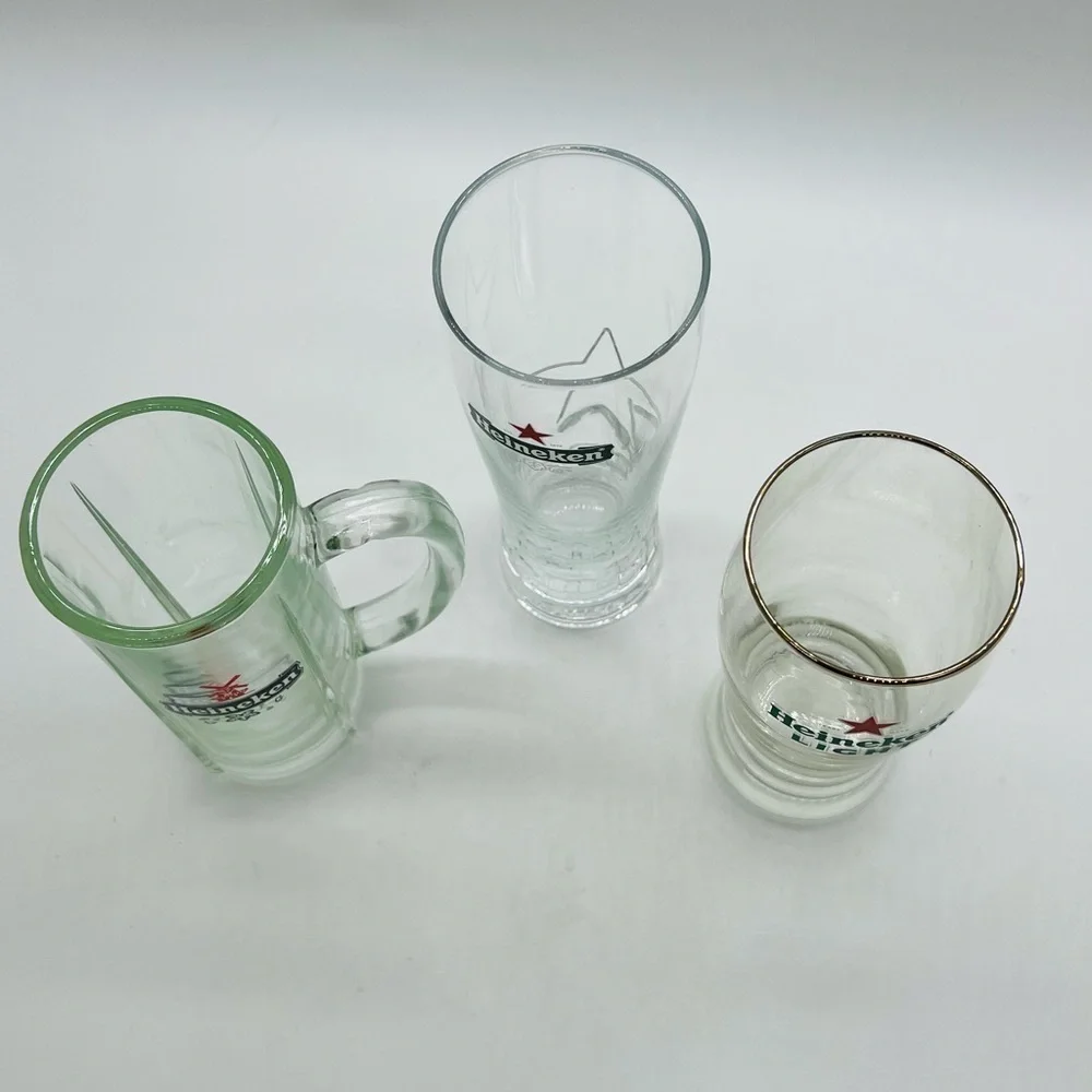 SET OF 3 HEINEKEN & HEINEKEN LIGHT BAR GLASSWARE